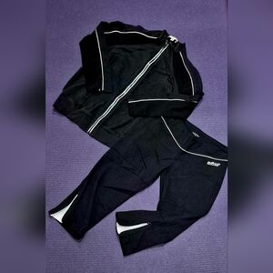 (PH8)Bebe Sports Crystals Logo 2-PC Black/White Jacket&Cropped Pants - M.